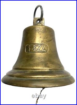ORIGINAL ANTIQUE 19th CENTURY ALPINE SOLID BRASS FRONT DOOR OR GATE BELL 1824