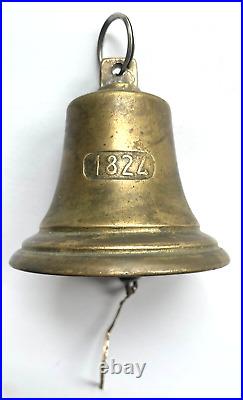ORIGINAL ANTIQUE 19th CENTURY ALPINE SOLID BRASS FRONT DOOR OR GATE BELL 1824