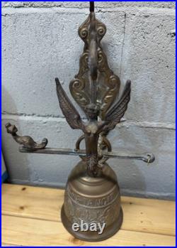 ORIGINAL Antique Wall Mounted Bronze Door Bell QUI ME TANGIT VOCEM MEAM AUDIT
