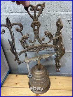 ORIGINAL Antique Wall Mounted Bronze Door Bell QUI ME TANGIT VOCEM MEAM AUDIT
