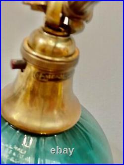 ORIG ANTIQUE EMERALITE 1920s DESK LAMP SIGNED CASED GLASS STRIPED SHADE & BASE