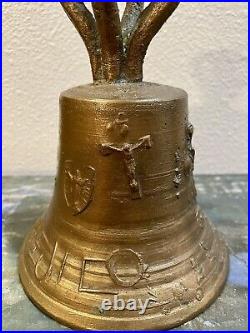 Old Antique Bronze MISSION BELL, Spanish Colonial Adorned with Religious Icons