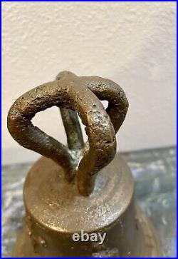 Old Antique Bronze MISSION BELL, Spanish Colonial Adorned with Religious Icons