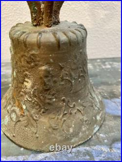Old Antique Bronze MISSION BELL, Spanish Colonial Adorned with Religious Icons