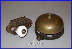 Old Antique Vtg Dated Pat'd 1872 Brass and Cast Iron Doorbell Complete Works