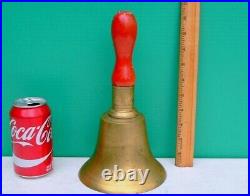 Old Brass Hand Bell School Master Teacher Hand Held Dinner Recess Antique