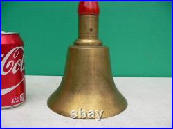 Old Brass Hand Bell School Master Teacher Hand Held Dinner Recess Antique