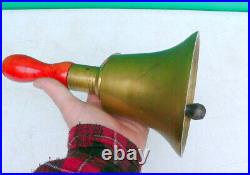 Old Brass Hand Bell School Master Teacher Hand Held Dinner Recess Antique