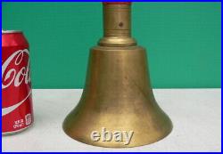 Old Brass Hand Bell School Master Teacher Hand Held Dinner Recess Antique