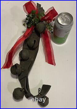 Old Brass Sleigh Bells On Leather Strap Door Decor Santa Christmas Jingle Bells