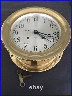 Old CHELSEA SHIP'S BELL Marshall Field RUNNING WORKING Clock 7.25 dia 5.5 Dial