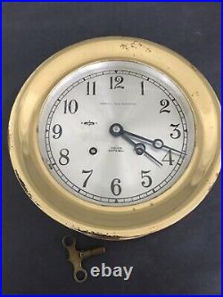 Old CHELSEA SHIP'S BELL Marshall Field RUNNING WORKING Clock 7.25 dia 5.5 Dial