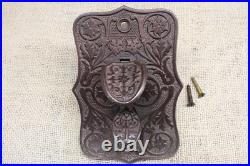 Old Doorbell Mechanical Thumb Press Trip Lever Ornate Brass Bronze Vintage 1870s