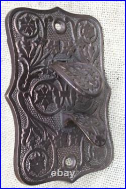 Old Doorbell Mechanical Thumb Press Trip Lever Ornate Brass Bronze Vintage 1870s