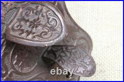 Old Doorbell Mechanical Thumb Press Trip Lever Ornate Brass Bronze Vintage 1870s