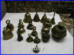 Old Large Lot Of 18 Vintage Bell Brass Metal From India
