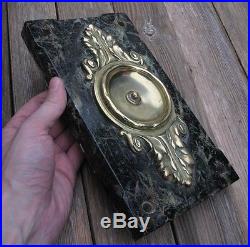 Old Large and Heavy Marble and Brass Door Bell Push