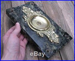 Old Large and Heavy Marble and Brass Door Bell Push