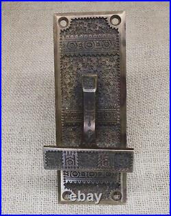 Old Mechanical Doorbell Pull Lever Brass Vintage 1870's Victorian FLOWER Field