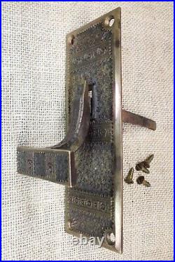 Old Mechanical Doorbell Pull Lever Brass Vintage 1870's Victorian FLOWER Field