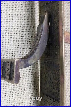 Old Mechanical Doorbell Pull Lever Brass Vintage 1870's Victorian FLOWER Field