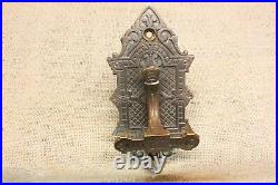 Old Mechanical Doorbell Pull Lever Nickel Brass Vintage 1870s Victorian Eastlake