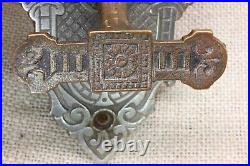 Old Mechanical Doorbell Pull Lever Nickel Brass Vintage 1870s Victorian Eastlake