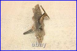 Old Mechanical Doorbell Pull Lever Nickel Brass Vintage 1870s Victorian Eastlake