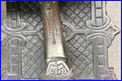 Old Mechanical Doorbell Pull Lever Nickel Brass Vintage 1870s Victorian Eastlake