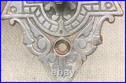 Old Mechanical Doorbell Pull Lever Nickel Brass Vintage 1870s Victorian Eastlake