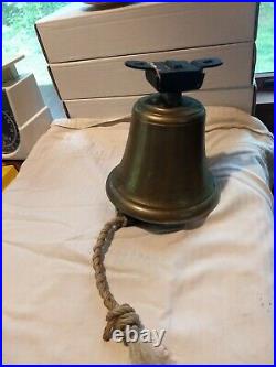 Old Navy Brass ships bell with holder 7 pounds