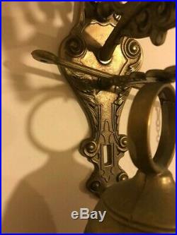 Old Vintage Antique Big Heavy Brass Door Bell Beautifully Detailed