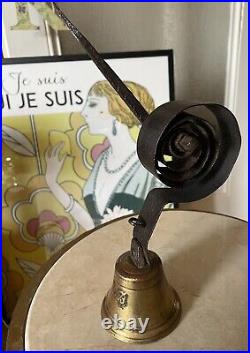 Old Vintage Antique Brass Gate Shop Keeper Door Spring Bell French Spike Size 4
