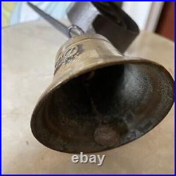 Old Vintage Antique Brass Gate Shop Keeper Door Spring Bell French Spike Size 4