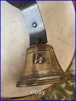 Old Vintage Antique Brass Gate Shop Keeper Door Spring Bell French Spike Size 4