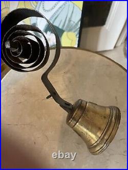 Old Vintage Antique Brass Gate Shop Keeper Door Spring Bell French Spike Size 4