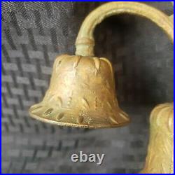 Old Vintage Antique Original Cast Brass Bell Triple Door Ringer