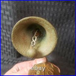 Old Vintage Antique Original Cast Brass Bell Triple Door Ringer