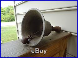 Old Vtg Antique Brass Wood Handle Teacher School Ringing Bell