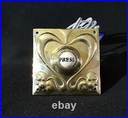 One Reclaimed Antique Brass Art Nouveau Pat Tested Door Bell Push (EH220)