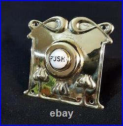One Reclaimed Antique Brass Art Nouveau Pat Tested Door Bell Push (EH221)