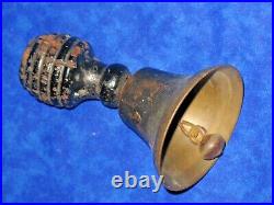 One Romm School House Antique Bronze Bell Wood Handle Cir. 1880s Country Town