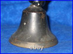 One Romm School House Antique Bronze Bell Wood Handle Cir. 1880s Country Town