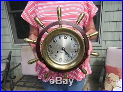 Original 1965-69 Chelsea Mariner Pilot Yacht Ships Wheel Clock Ships Bell Chime