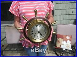 Original 1965-69 Chelsea Mariner Pilot Yacht Ships Wheel Clock Ships Bell Chime