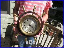 Original 1965-69 Chelsea Mariner Pilot Yacht Ships Wheel Clock Ships Bell Chime