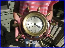 Original 1965-69 Chelsea Mariner Pilot Yacht Ships Wheel Clock Ships Bell Chime