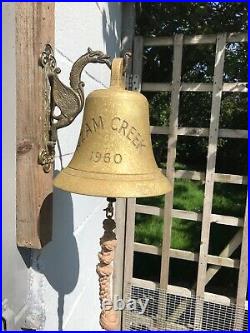 Original Antique Bronze Ships Bell And Brass Bracket Marine Maritime Nautical
