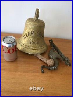 Original Antique Bronze Ships Bell And Brass Bracket Marine Maritime Nautical