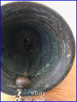 Original Antique Bronze Ships Bell And Brass Bracket Marine Maritime Nautical